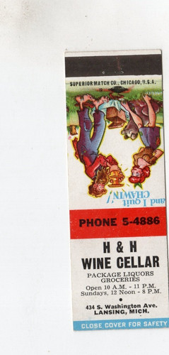 Vintage matchcover cantina - vintage, h&h